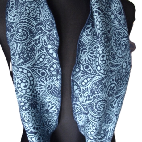 Loop Baumwolljaquard Loopschal Baumwollfleece blau gefüttert edel