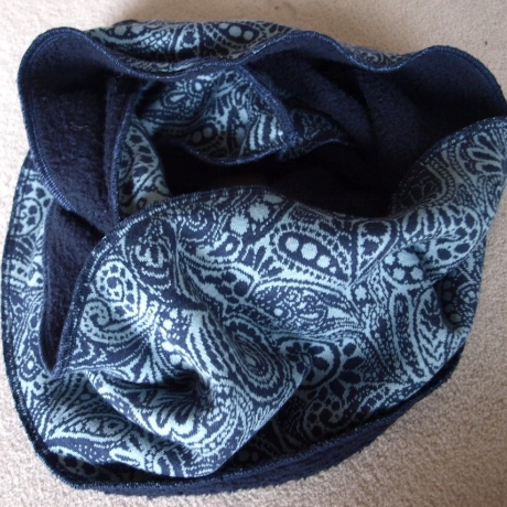Loop Baumwolljaquard Loopschal Baumwollfleece blau gefüttert edel