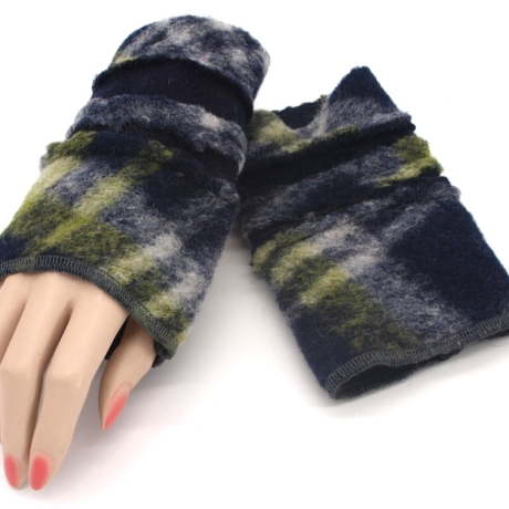 Armstulpen Pulswärmer Stulpen Unikat Musterwalk Walk blau