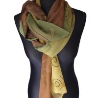 Seidenschal handbemalt Unikat Seide Crepe Georgette 55x220cm