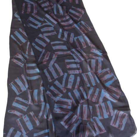 Seidenschal handbemalt Unikat Seide Crepe Georgette 55x220cm