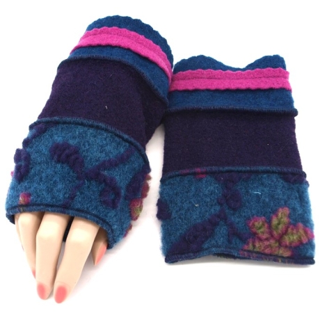 Armstulpen Pulswärmer Stulpen Unikat Musterwalk Walk blau