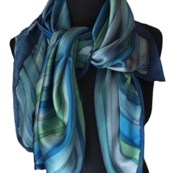 Seidentuch 110x110cm handbemalt Unikat Seide Crepe Satin 12.5