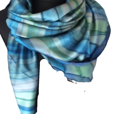 Seidentuch 110x110cm handbemalt Unikat Seide Crepe Satin 12.5