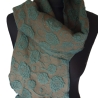 Schal Strickstoff oliv khaki Blumen hervorgehoben 140x22cm edel
