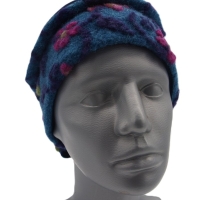 Stirnband Musterwalk Schal handgefertigt gefüttert Baumwolle blau