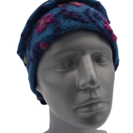 Stirnband Musterwalk Schal handgefertigt gefüttert Baumwolle blau