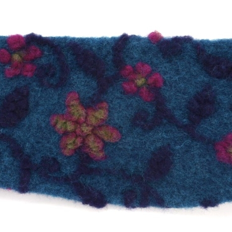 Stirnband Musterwalk Schal handgefertigt gefüttert Baumwolle blau