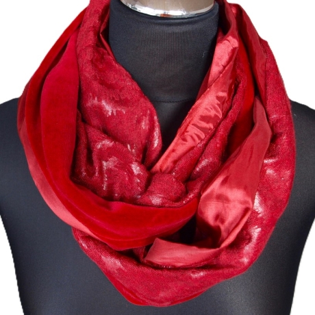 Loop Loopschal Schlauchschal rot 3 verschiedene Stoffe Unikat