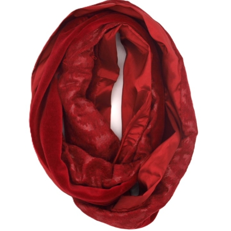 Loop Loopschal Schlauchschal rot 3 verschiedene Stoffe Unikat
