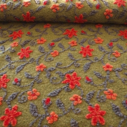 Musterwalk Kochwolle ital.Walkstoff mit erhabenem Muster Walklode