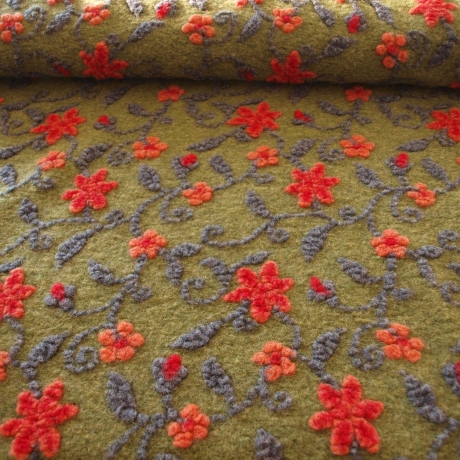 Musterwalk Kochwolle ital.Walkstoff mit erhabenem Muster Walklode