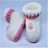 Babyschuhe, weiß mit rosa mit Teddybär, Fußlänge 9 cm