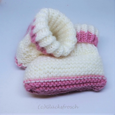 Babyschuhe, weiß mit rosa mit Teddybär, Fußlänge 9 cm