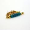 blaue Achat Perlen, an vergoldeter Edelstahlkette