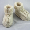 wollweiße Babyschuhe aus Wolle gestrickt 3-6 Monate