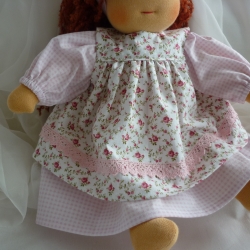 Puppenkleid mit Schürze für Puppengröße 37 - 40 cm