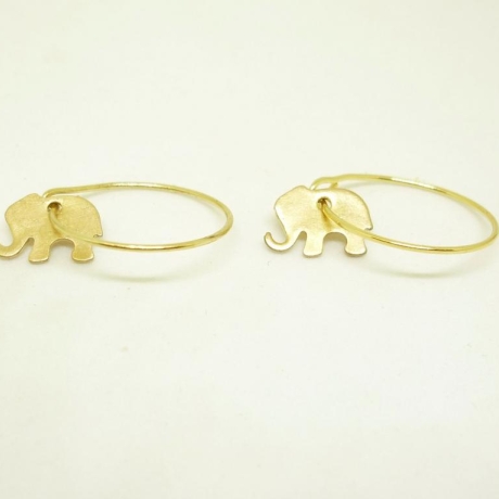 vergoldete Creolen mit Elefant-Anhängern, Geschenkidee