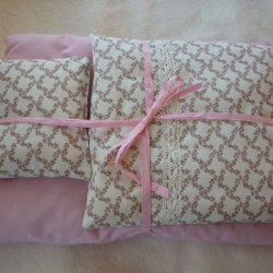 3-teilige Puppen-Bettwäsche mit Schafwolle gefüllt