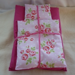 3-teilige Puppen-Bettwäsche mit Schafwolle gefüllt