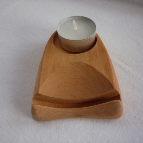 Halter für Achatscheiben und Teelicht, Holz