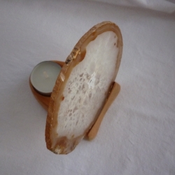 Halter für Achatscheiben und Teelicht, Holz