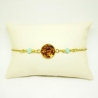 Bernstein- Armband mit Jade- Perlen, vergoldet