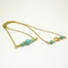 Halskette mit Naturstein Perlen, vergoldet