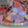 Mosaik Beton Vogeltränke Herz rosa rot