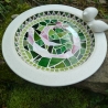 Mosaik Vogeltränke Keramik grün rosa