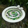 Mosaik Vogeltränke Keramik grün rosa
