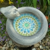 Mosaik Vogeltränke Keramik grün türkis