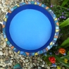 Mosaik Vogeltränke Resin handbemalt blau bunt