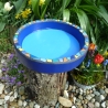 Mosaik Vogeltränke Resin handbemalt blau bunt