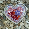 Mosaik Beton Herzschale rosa rot