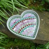 Mosaik Beton Herzschale rosa grün