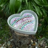 Mosaik Beton Herzschale rosa grün