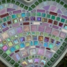 Mosaik Beton Herzschale rosa grün