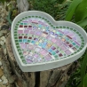 Mosaik Beton Herzschale rosa grün