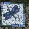 Mosaik Gartenspiegel rund Gecko türkis