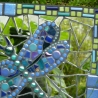 Mosaik Gartenspiegel rund Gecko türkis