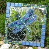 Mosaik Gartenspiegel rund Gecko türkis