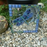 Mosaik Gartenspiegel rund Gecko türkis
