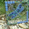 Mosaik Gartenspiegel rund Gecko türkis