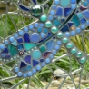 Mosaik Gartenspiegel rund Gecko türkis