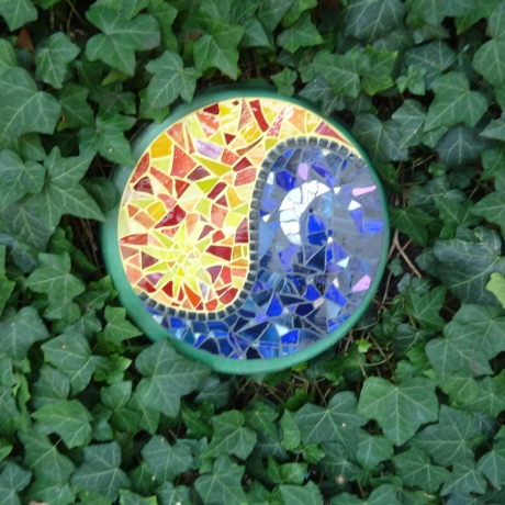 Mosaik  Garten Trittstein Tag Nacht Yin Yang