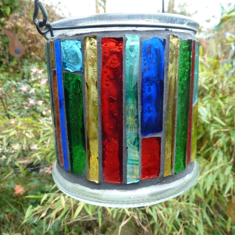 Mosaik Windlicht bunt zum Hängen