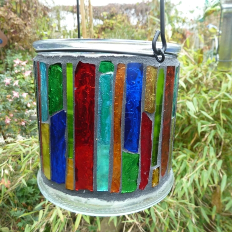 Mosaik Windlicht bunt zum Hängen