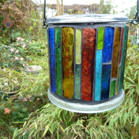 Mosaik Windlicht bunt zum Hängen