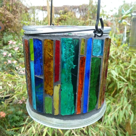 Mosaik Windlicht bunt zum Hängen